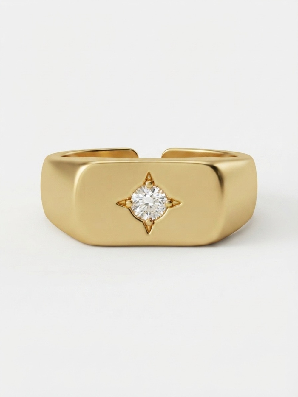 Dainty Zircon Starburst Pinky Ring Adjustable Stainless Steel Ring Statement